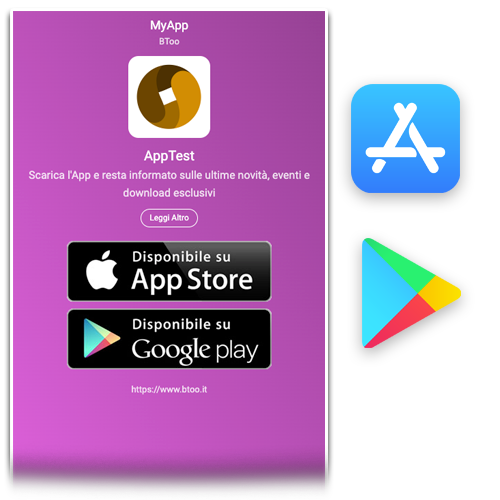 QR Code collegamento App Store e Google Play